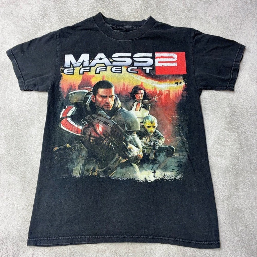 Mass Effect 2 Promo T-Shirt Men's XS Video Gamer Graphic Tee Xbox 360 BioWare